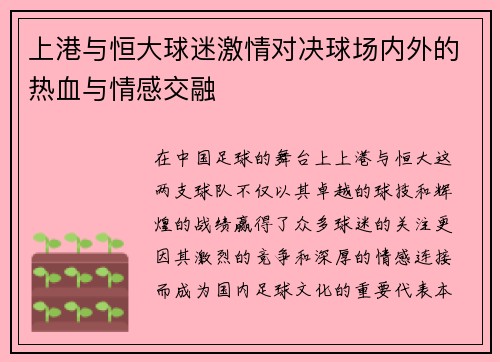 上港与恒大球迷激情对决球场内外的热血与情感交融